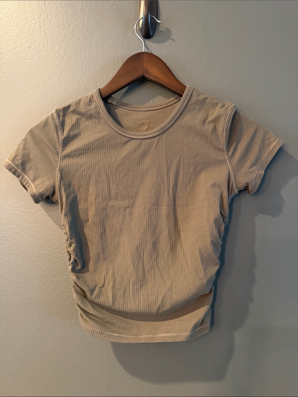 lululemon athletica Ribbed Short Sleeve Tee in Taupe